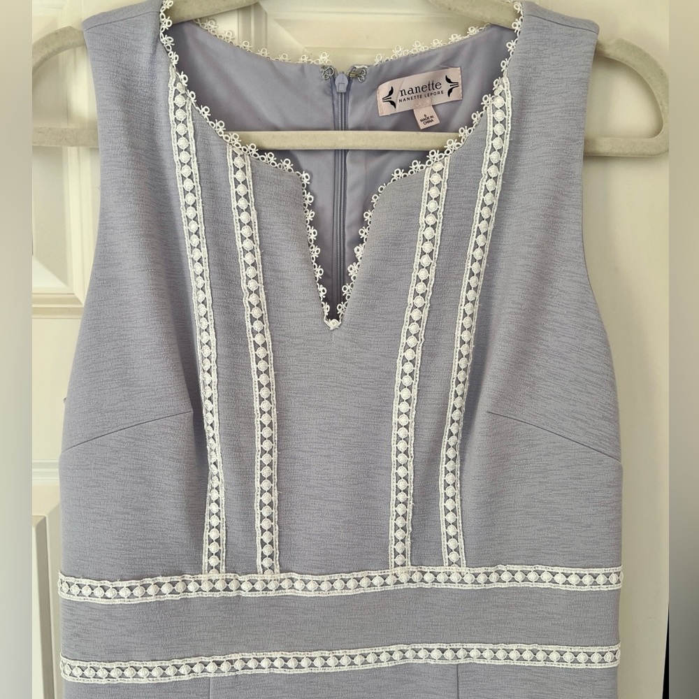 Nanette Lepore sleeveless dress in Lilac and white eyelet trim - EUC - Size 6 - Picture 3 of 11